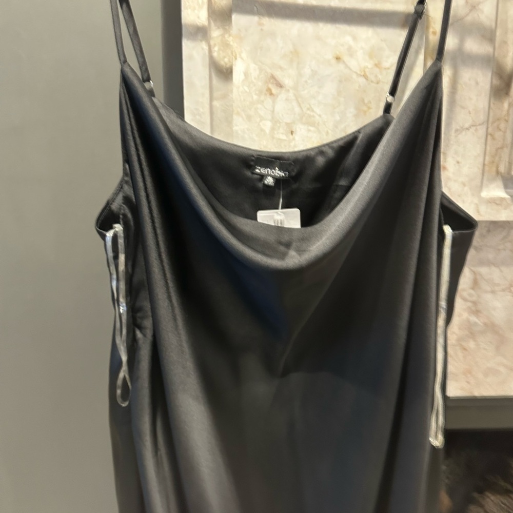 Zara Midnight Black Satin Dress